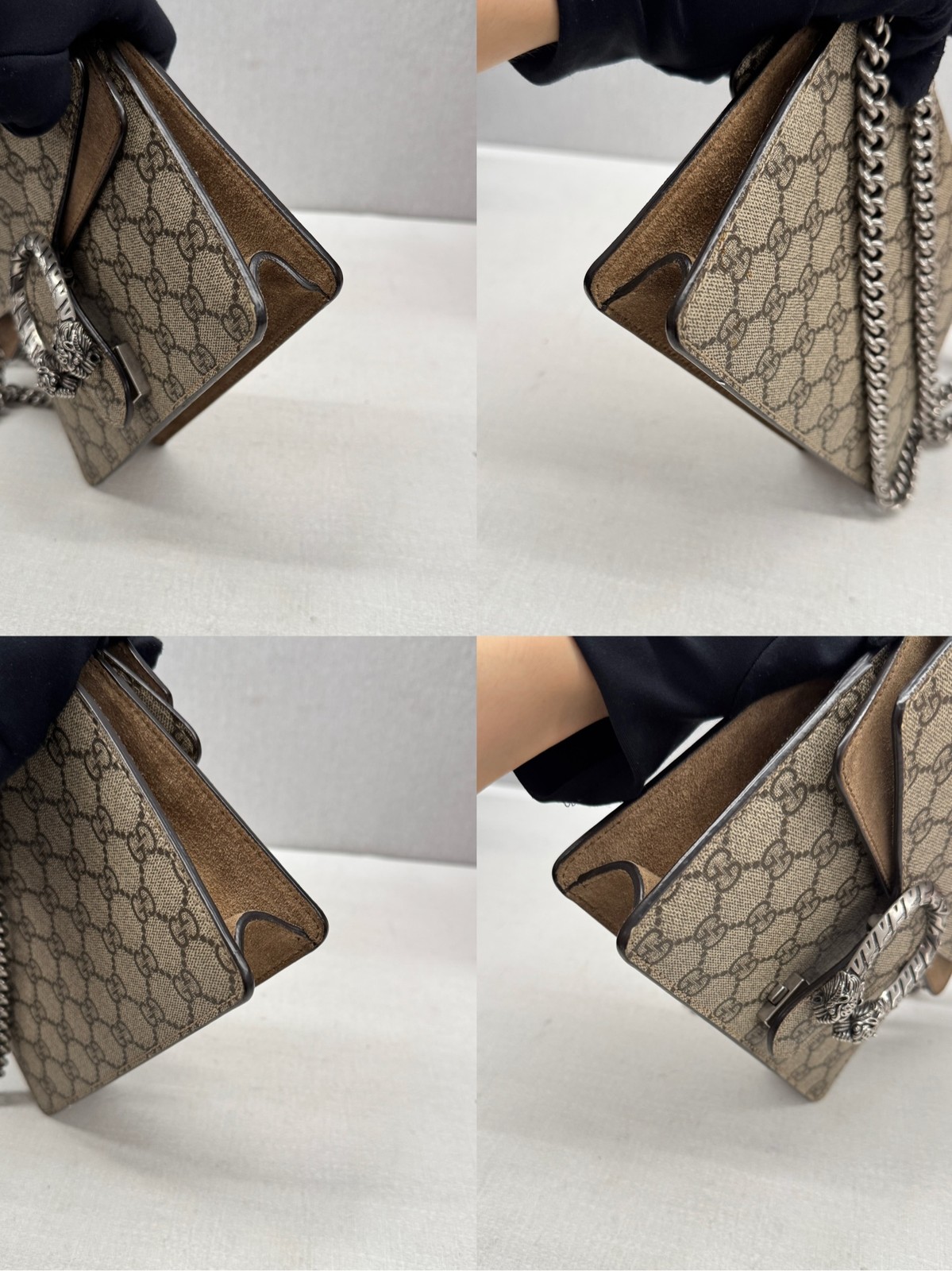 Gucci Dionysus Small Beige Camel GG Canvas Suede Shoulder Crossbody US Ship