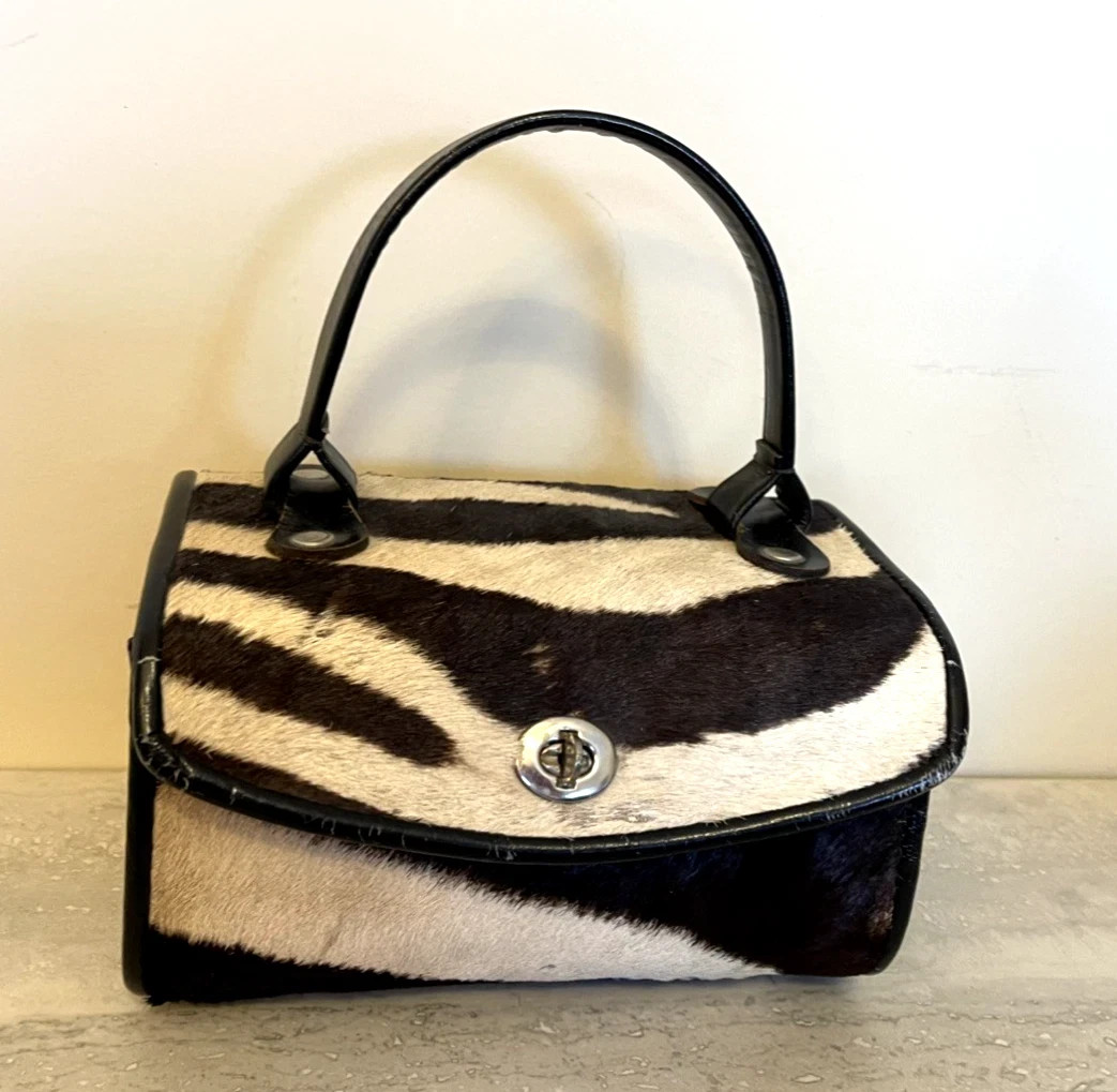 Vintage Calf Hair ZEBRA Print 1950s-60’s HandBag Leather Purse Nordstrom Nice