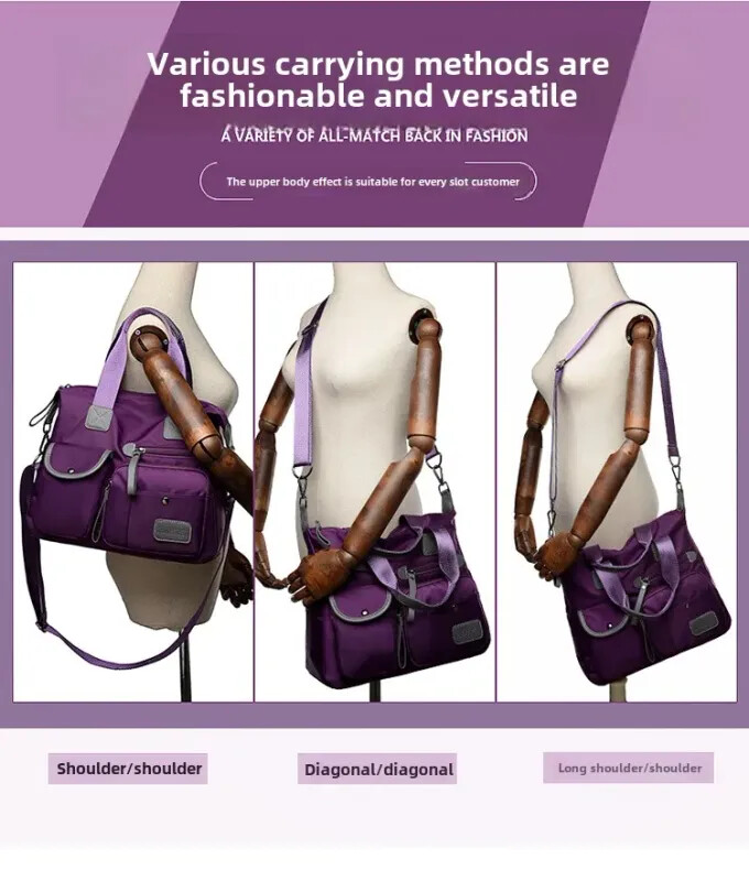 Nylon Women’s Utility Bag Nurse Bag with Lots of Pockets, Lightweight Tote Bag