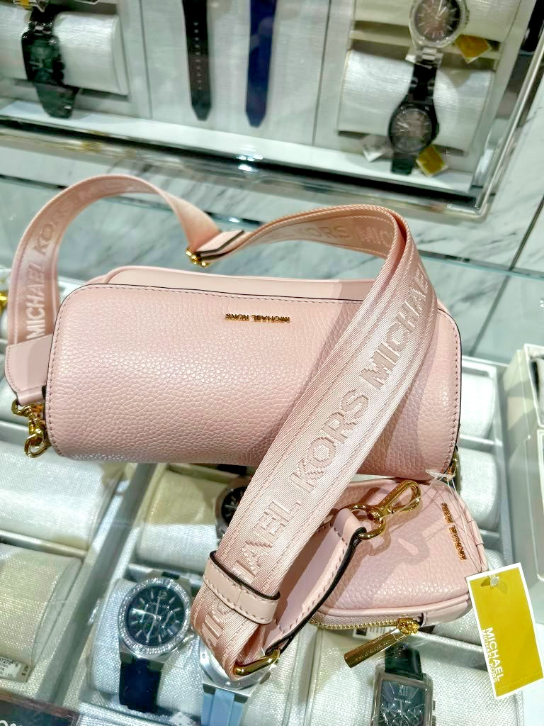 Michael Kors Jet Set Travel Small Leather Shoulder Bag w/ Case Powder Blush Pink
