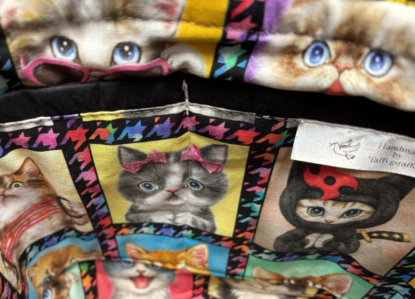 NEW Handmade Tote Purse bag handbag Cat Kitten Animal faffygiraffe