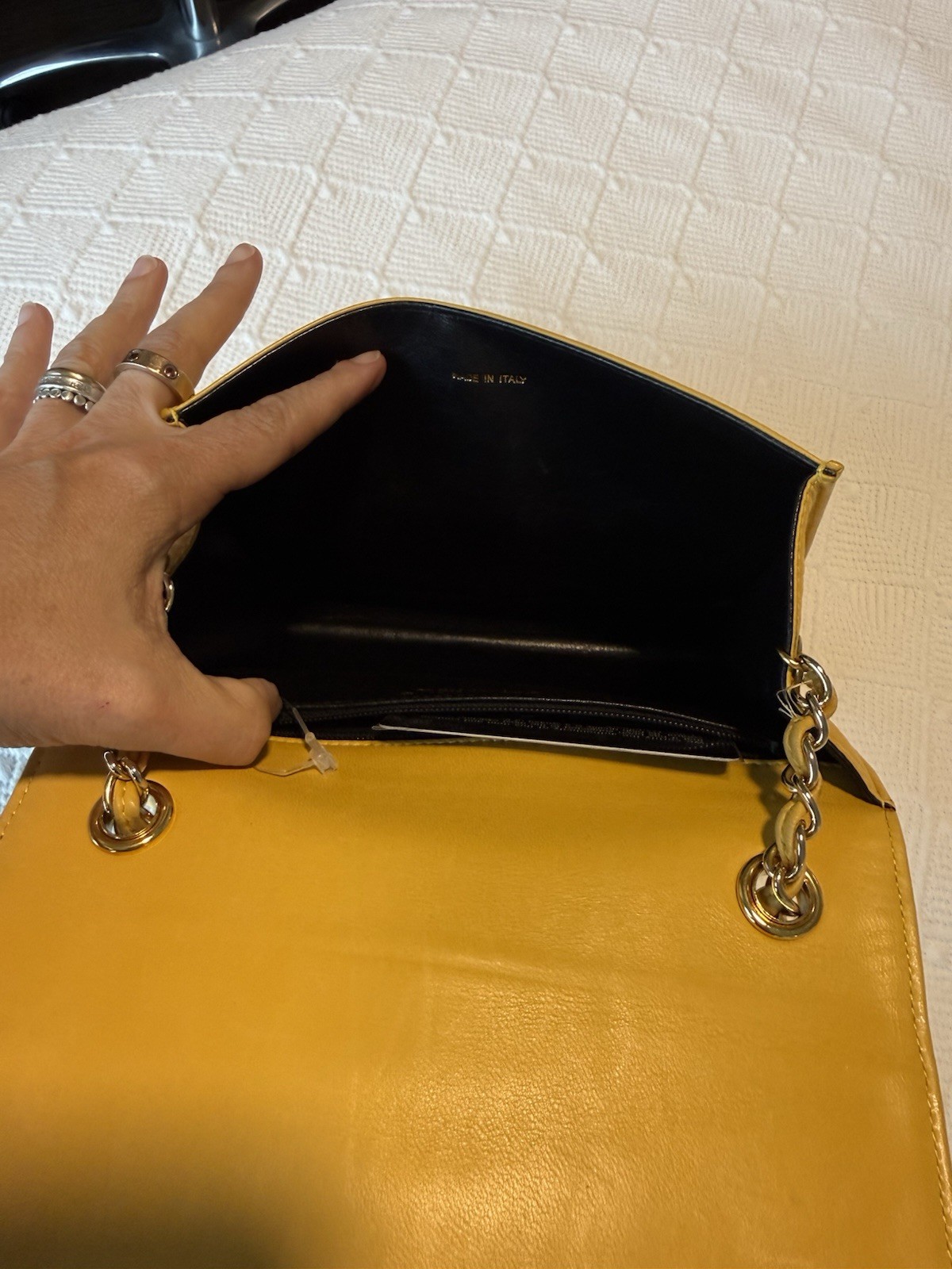 CHANEL Vintage 1990s Quilted Lambskin Envelope Flap Shoulder Bag Mustard Yellow