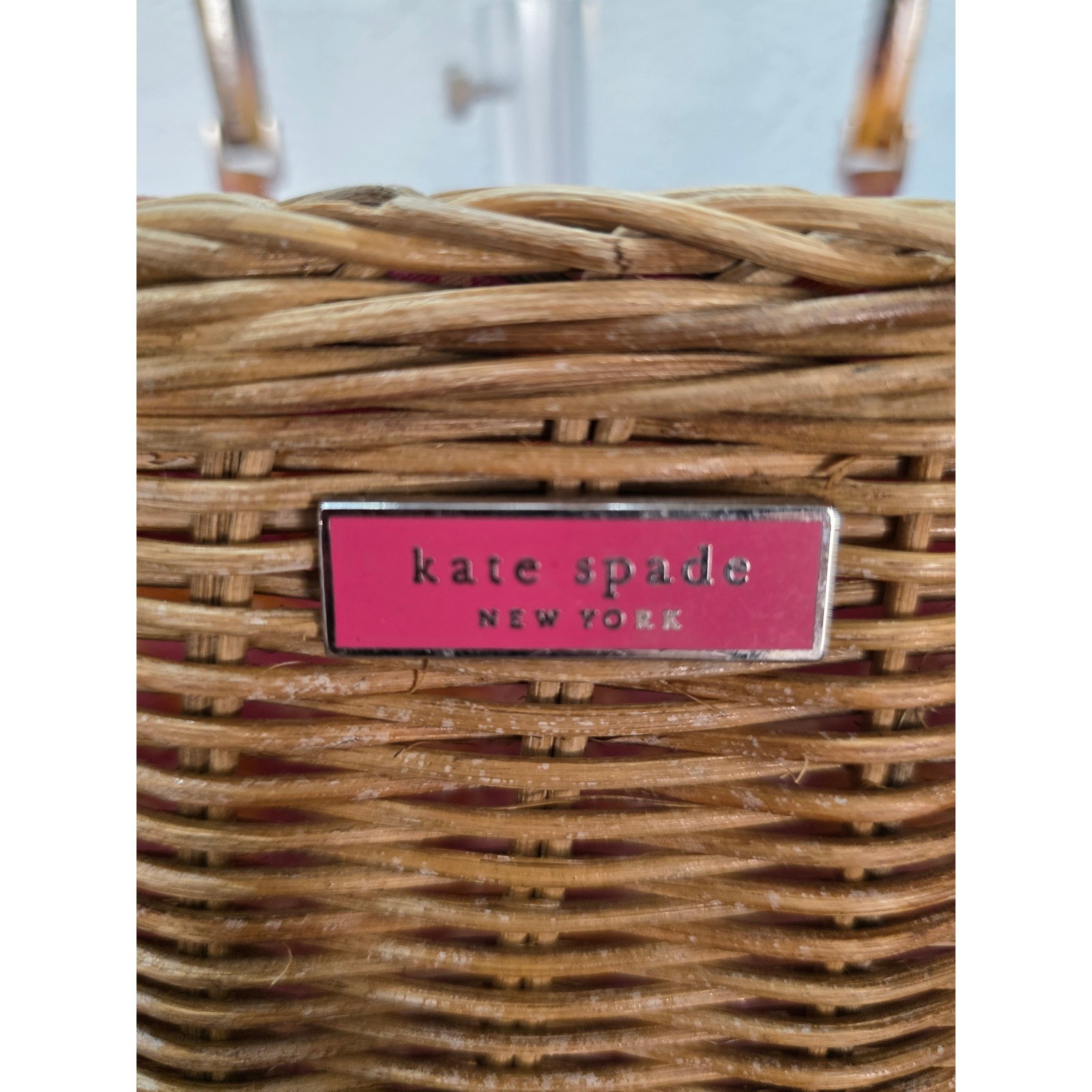 Kate Spade Gracie Wicker Top Handle Satchel Bag Tortoise Vintage Basket Paisley