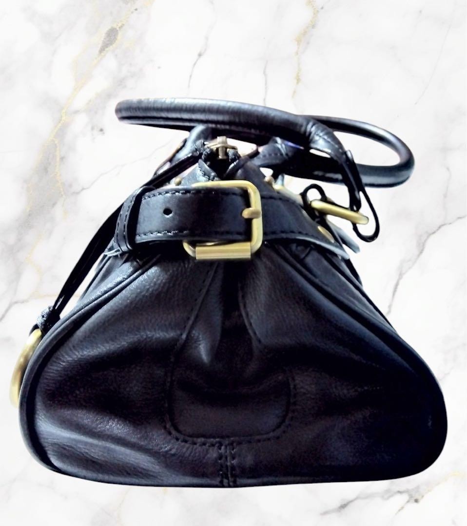 Studded Handbag Shoulder Bag Purse Leather in Black Gold Hardware USED Good Cond