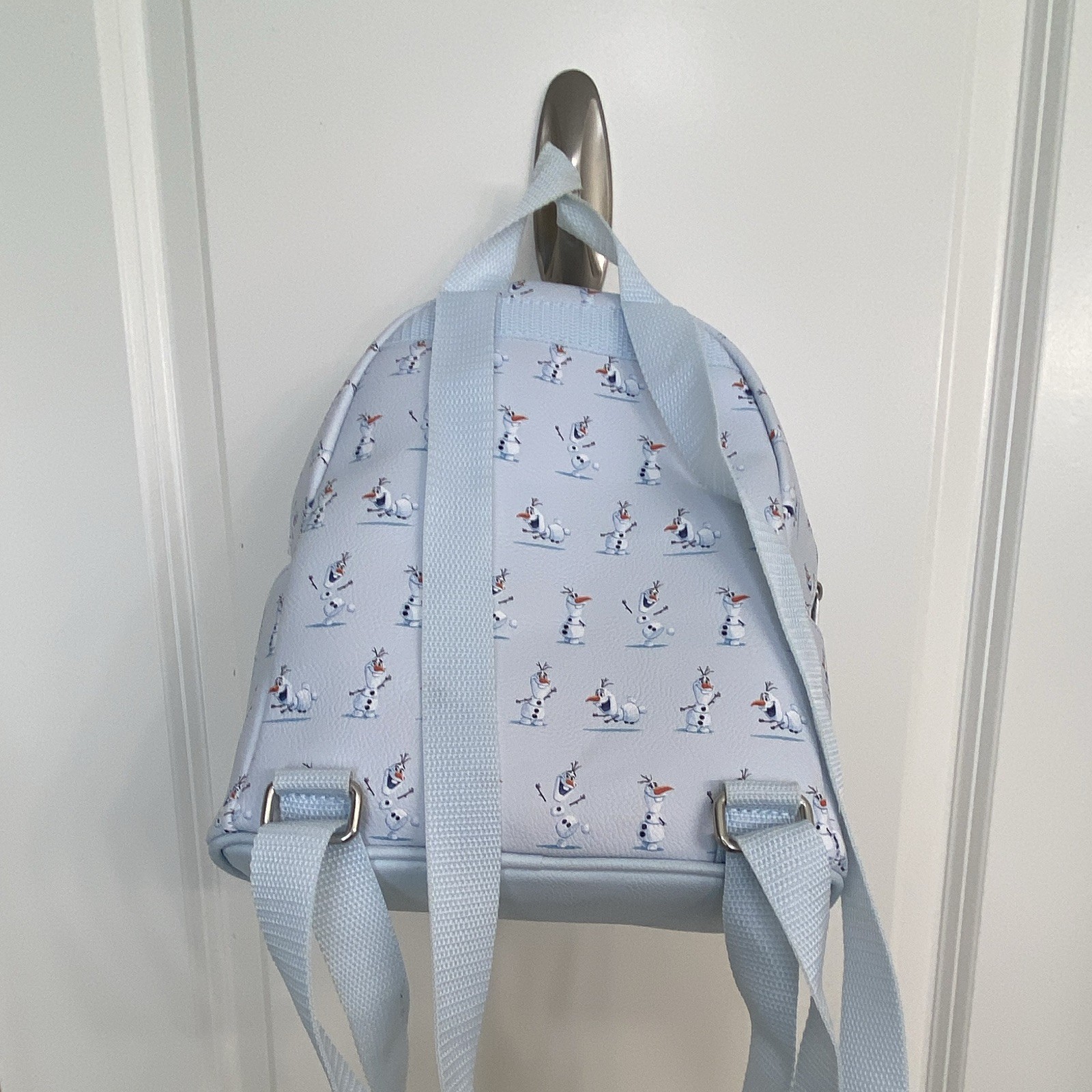 Loungefly Disney Olaf Print Blue Mini Backpack w/ Charm, Zip Closure