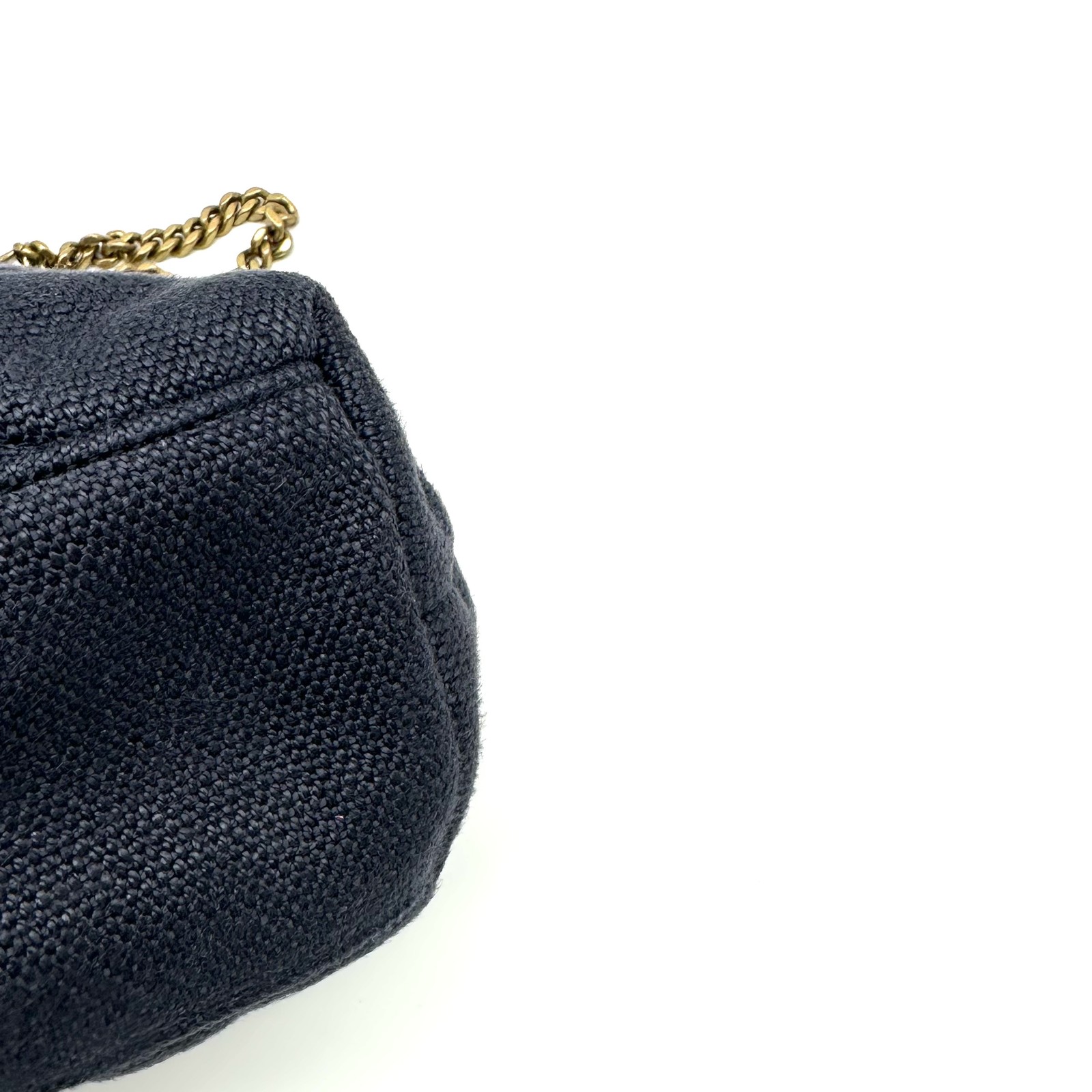 Saint Laurent Blue Quilted Shoulder Bag with Gold YSL Logo & Chain Strap