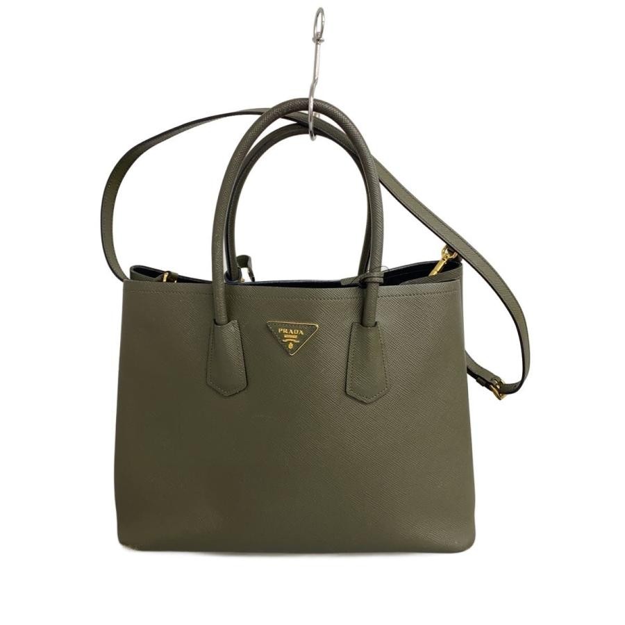 PRADA Bag: Tote Khaki Leather W35H26D17cm w/o accessories;