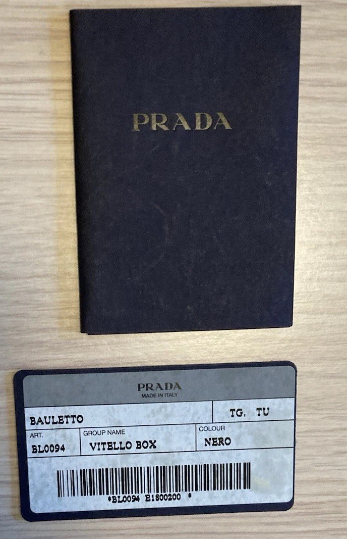 Prada Bauletto BL0094 Vitello Box Leather Bag Nero NWT Lock Key w/ Cards