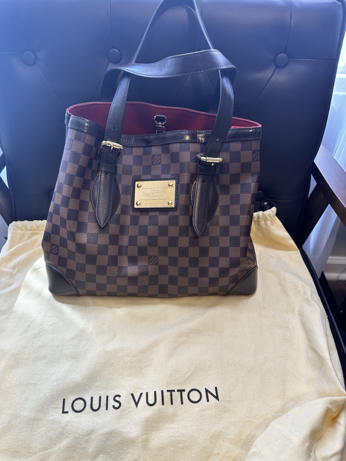 LOUIS VUITTON AUTHENTIC Hampstead MM DamierEbene Brown Tote