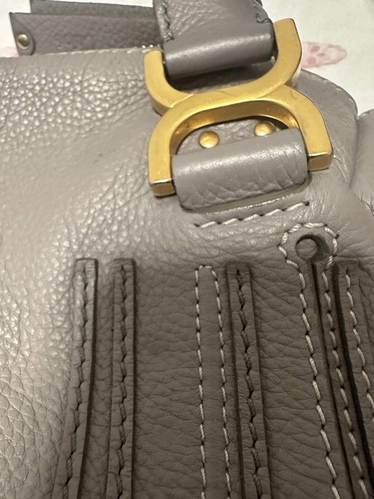 Authentic Chloe Marcie Leather Medium Cashmere Gray Satchel