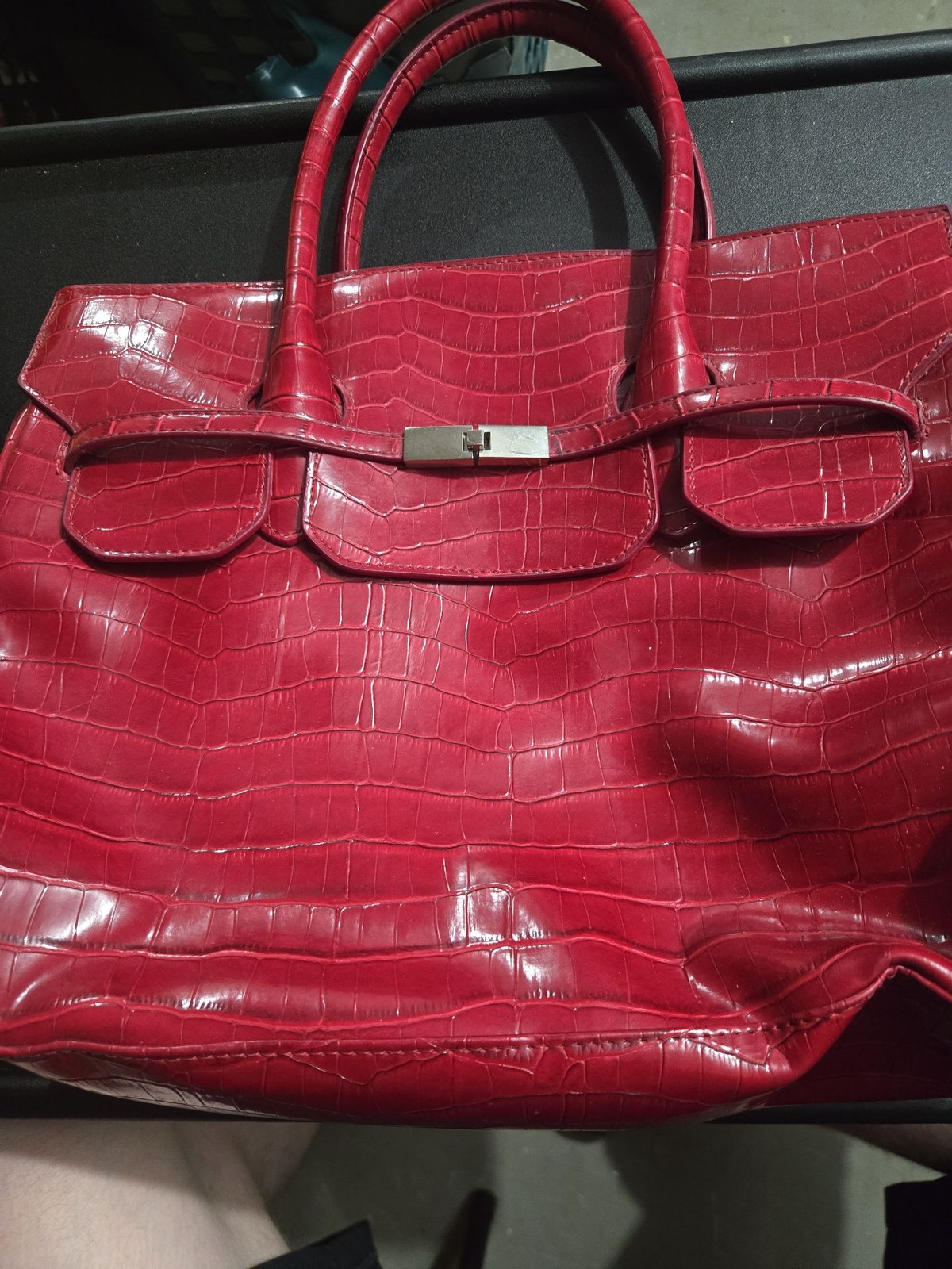 Worthington Red Faux-Croc Satchel Handbag