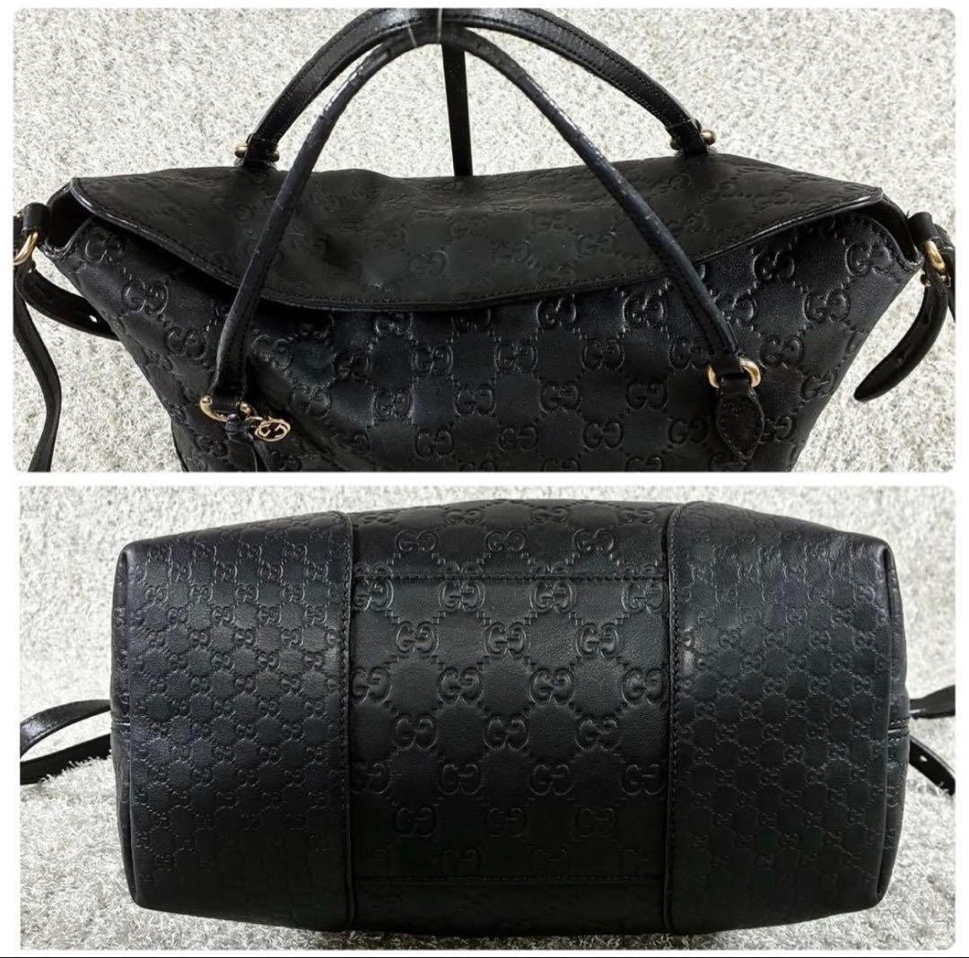 GUCCI 353120 Guccissima Bree Leather 2Way Crossbody Shoulder Bag Black Auth