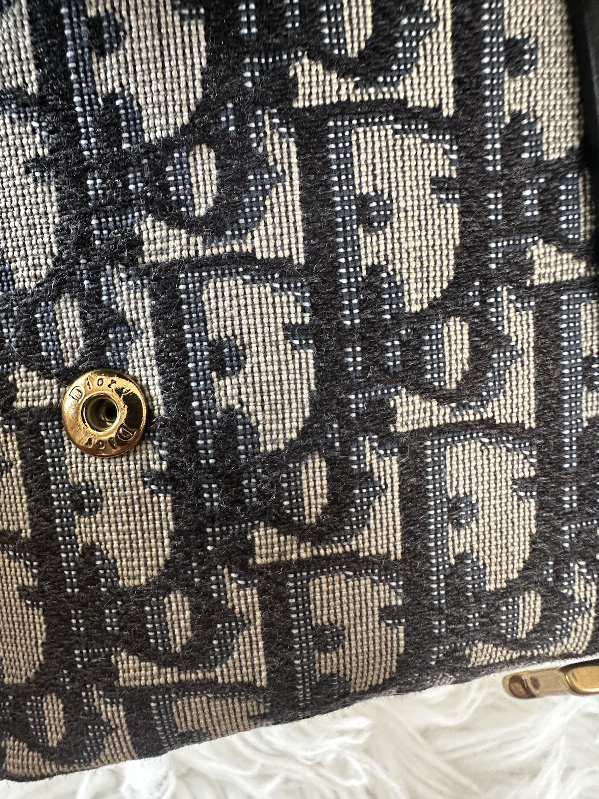 Dior Small Saddle Pouch with Chain Blue Dior Oblique Jacquard
