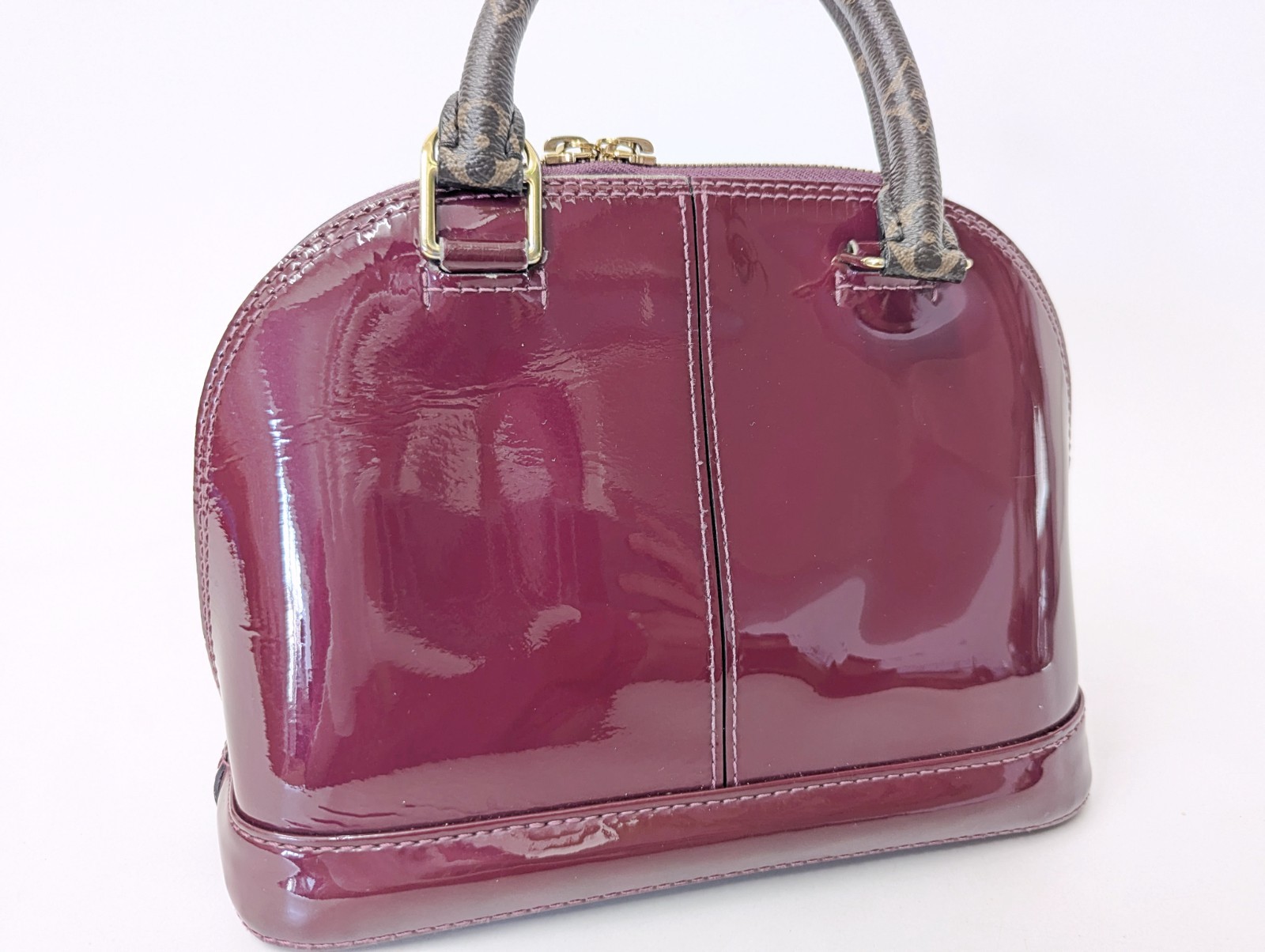 Auth Louis Vuitton Monogram Vernis Alma BB Miroir 2Way Shoulder Hand Bag F#53917