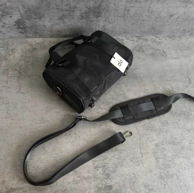 Alo Yoga Mini Sheer Mesh Duffle Bag Black Lightweight Gym Travel Tote NWB