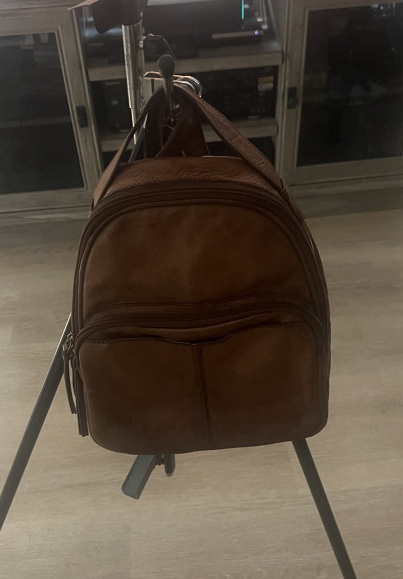 BORN Genuine Leather Backpack Bag Purse Wine Red/Brown EUC Adjustable Straps