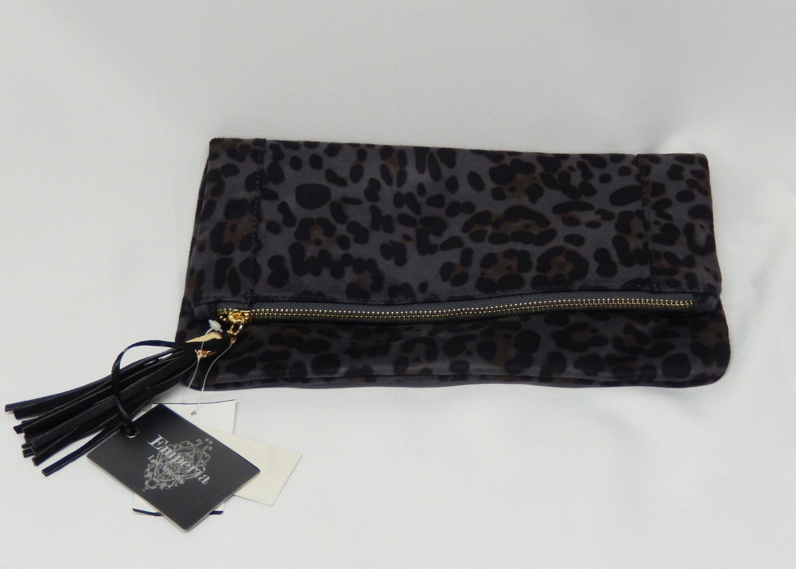 Emperia Los Angeles Leopard Print Tammy Foldover Zip Clutch Vegan Lead Free