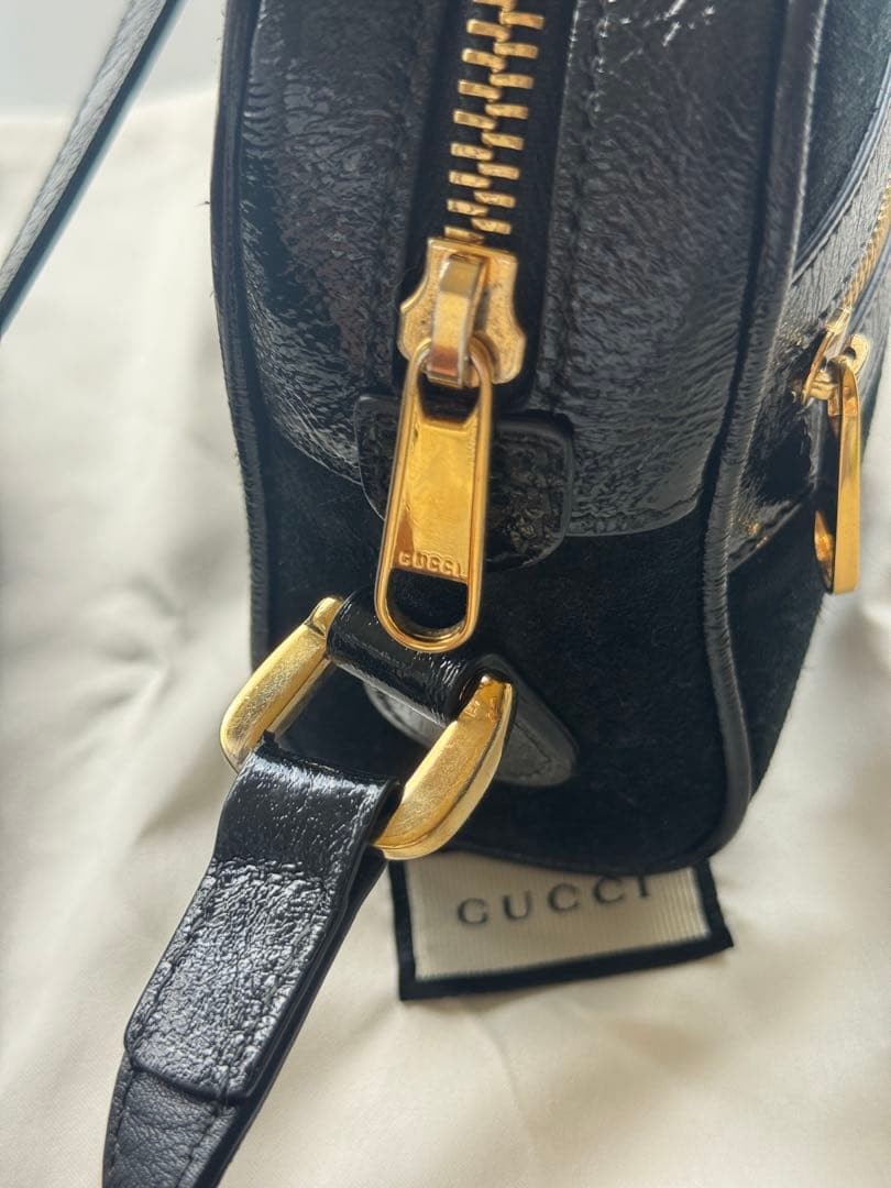 GUCCI Shoulder Bag Black Leather 6.9×4.7×2.2in Adjustable Strap