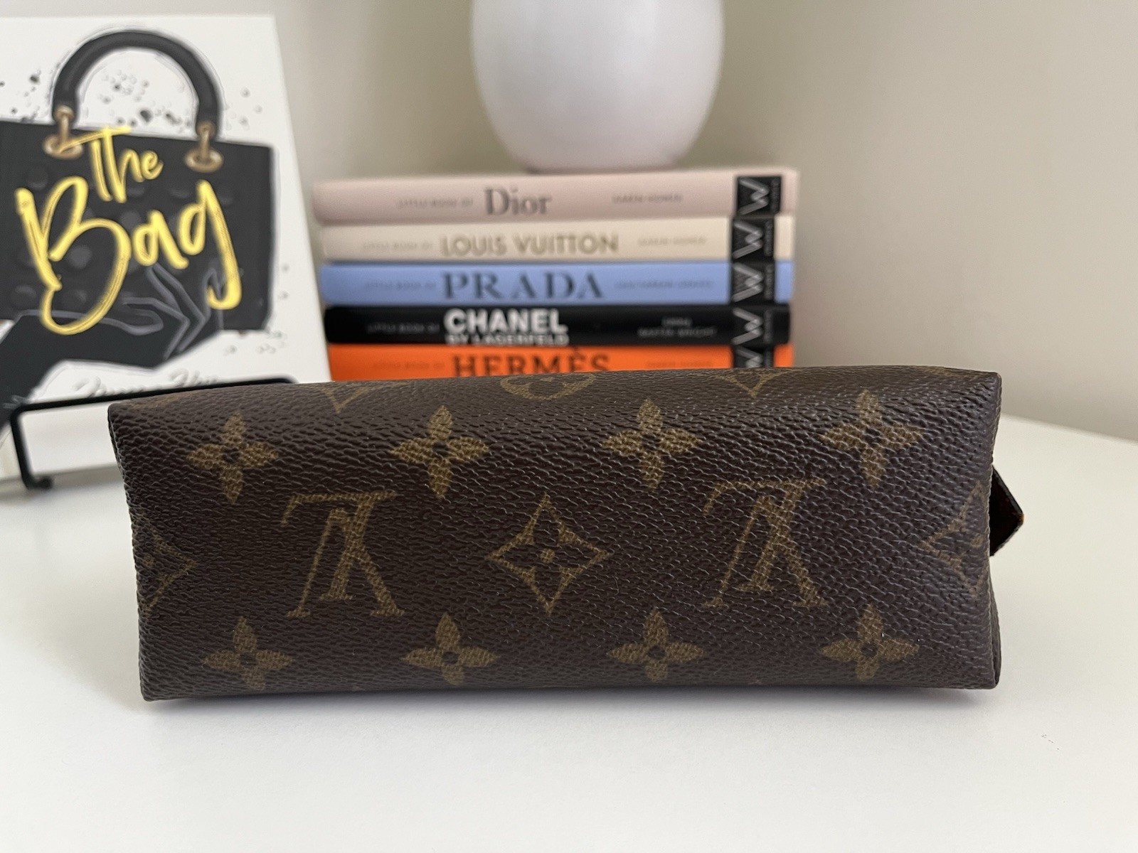 Customised Louis Vuitton Cosmetic Pouch Brown Canvas Monogram/repainted Black