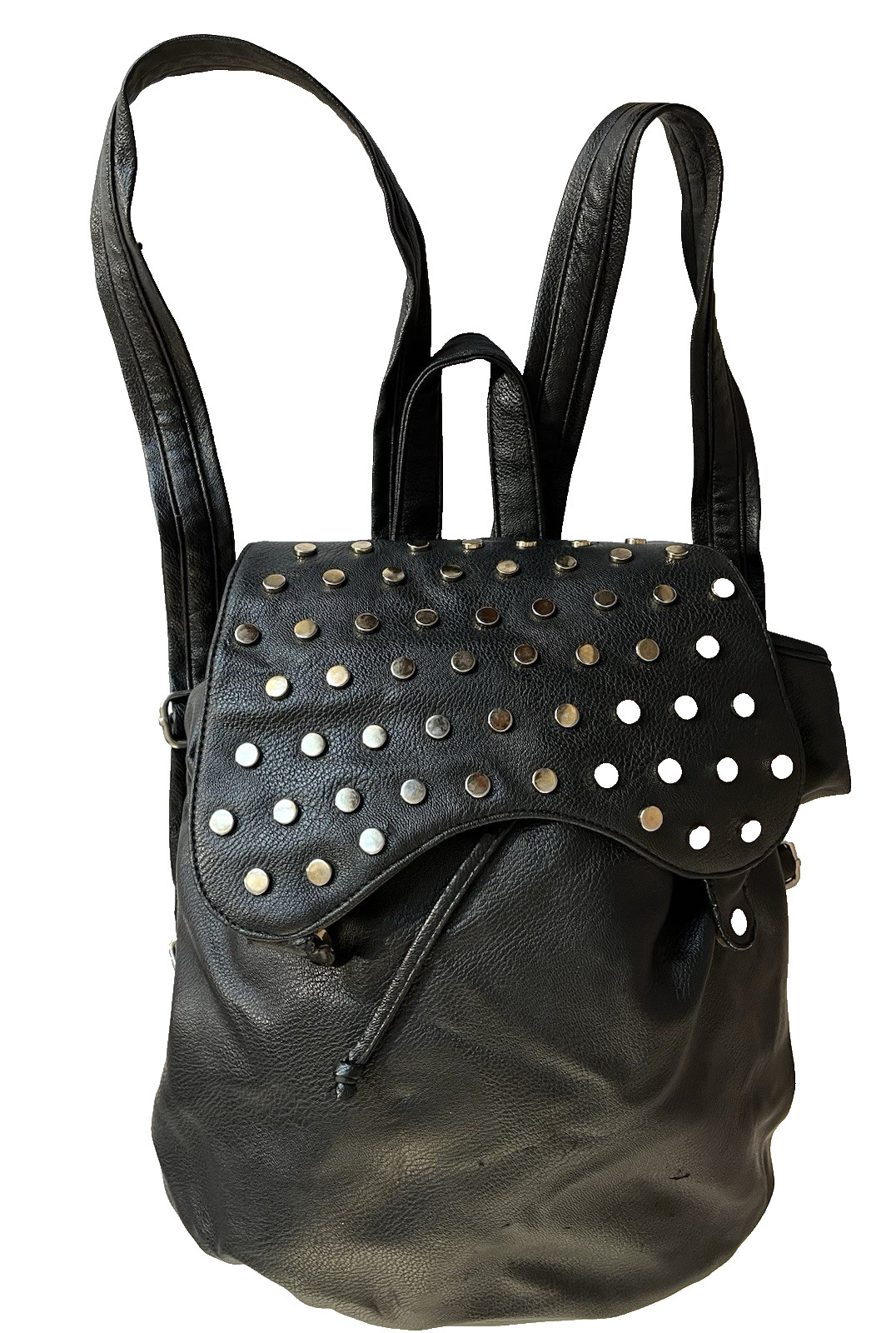 NILA ANTHONY PVC Polyvinyl Chloride Black Backpack Adjustable Strap