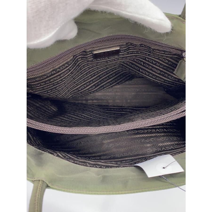 PRADA Khaki Triangle Logo Handbag Double Top Handles 29.5cm 28cm Preowned Auth
