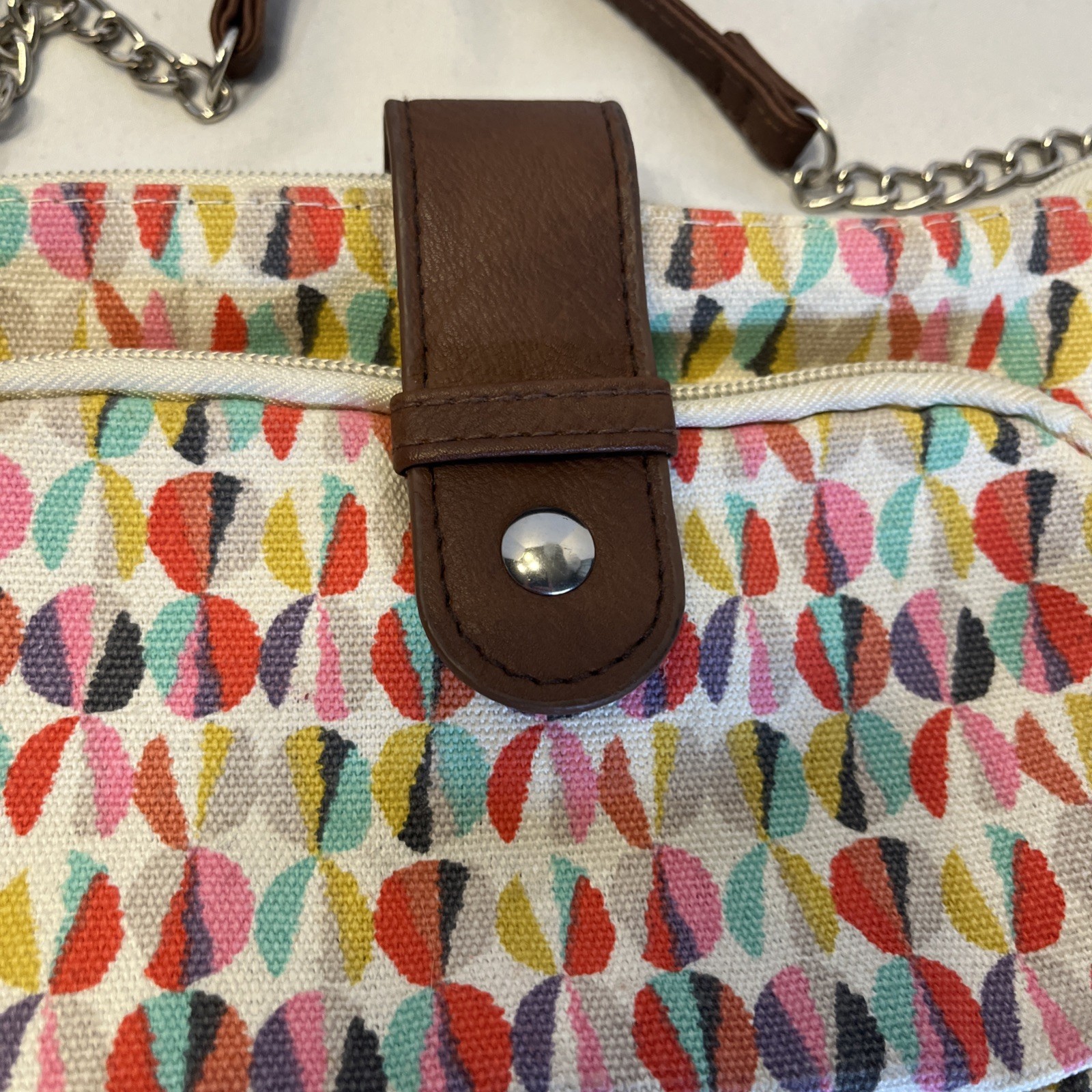Small Crossbody Bag Colorful Geometric Design 8 x 5 Inches Zip Shut