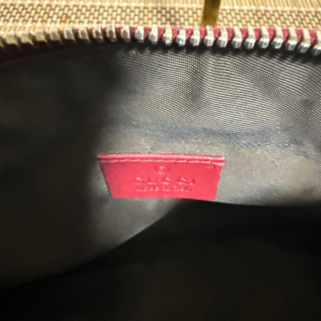 GUCCI GG Canvas Crossbody Bag Beige Red Leather Heart Charm Mini 256899 Women