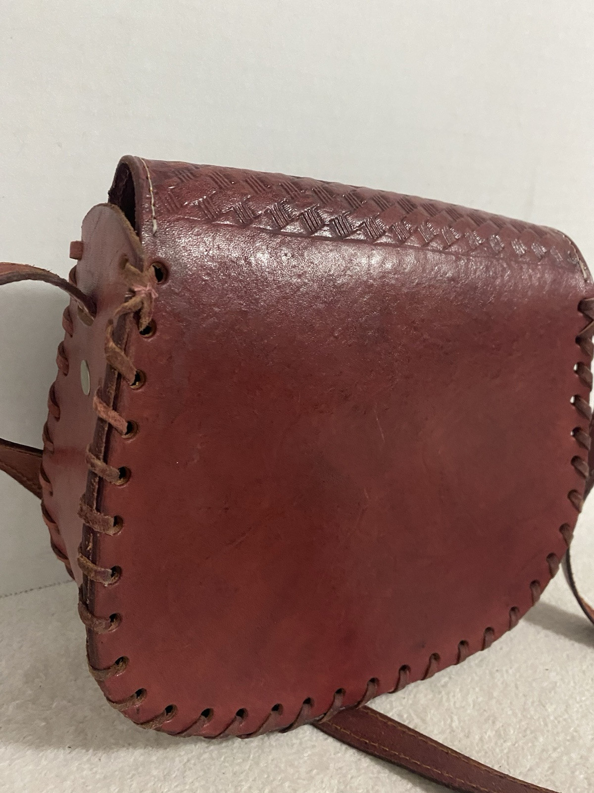 Vintage Genuine Leather Shoulder Bag Purse Floral Embossed Artisan Made