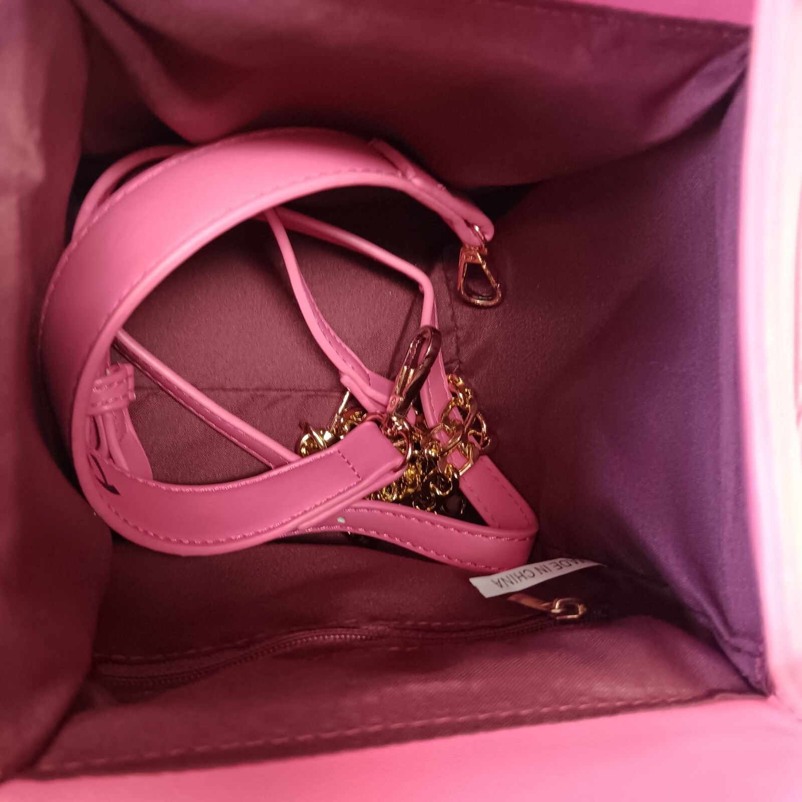 Pink Chinese Take Out Novelty Bag Adjustable Shoulder Strap & Clutch Attachment