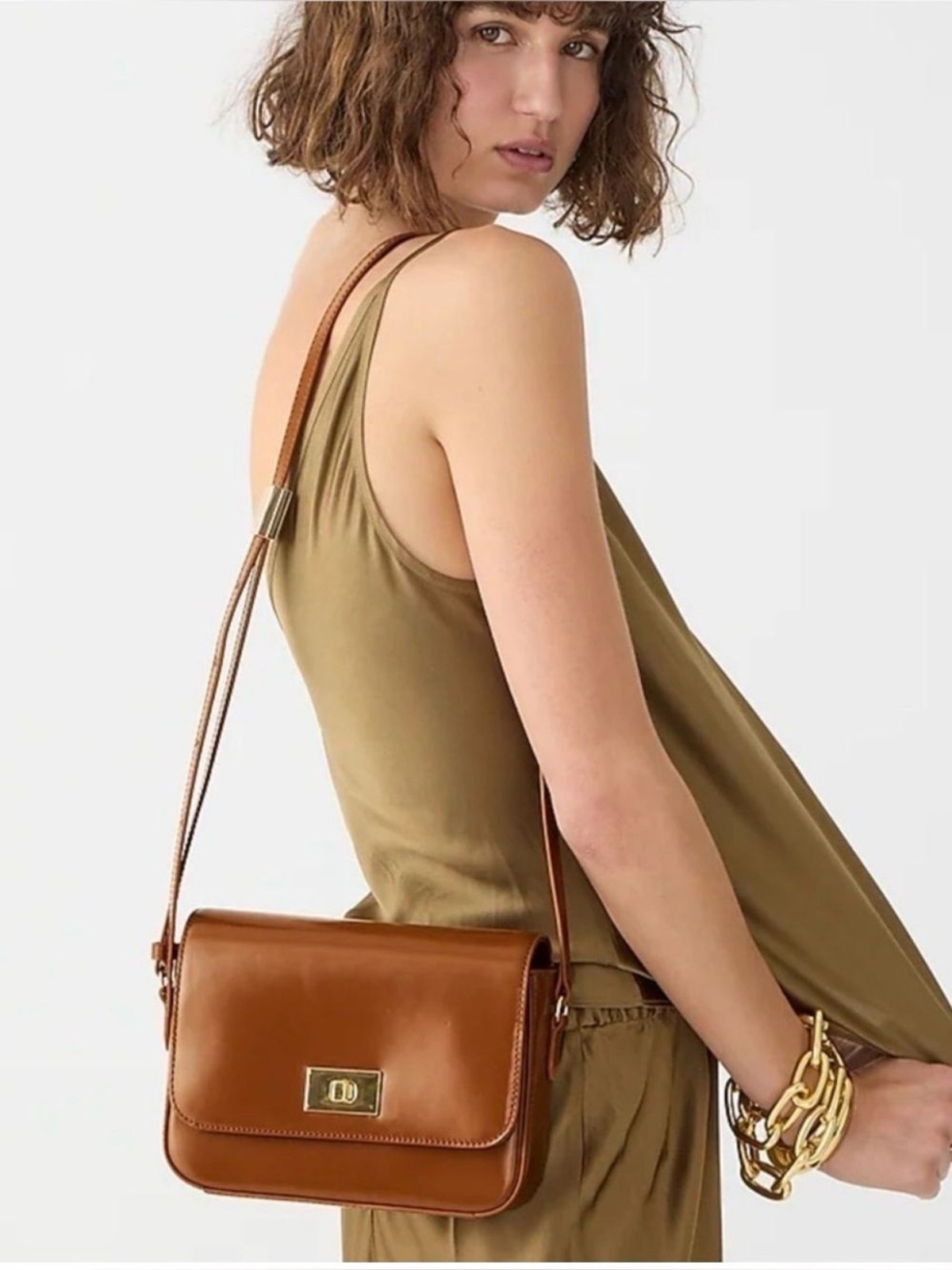 J. Crew Edie Crossbody Bag in Italian Leather – Glazed Pecan