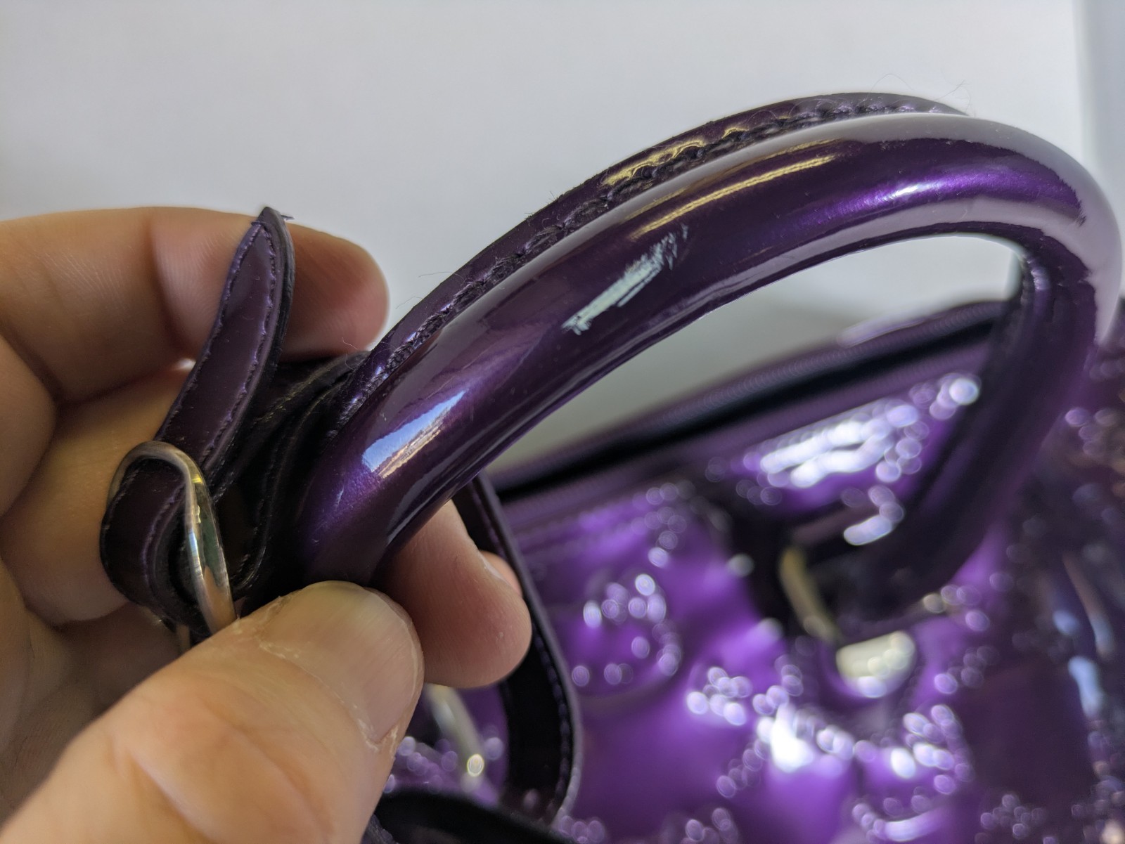 Used Loungefly Hello Kitty Purple Vinyl Metallic Tote Bag And Wallet Sanrio 2010