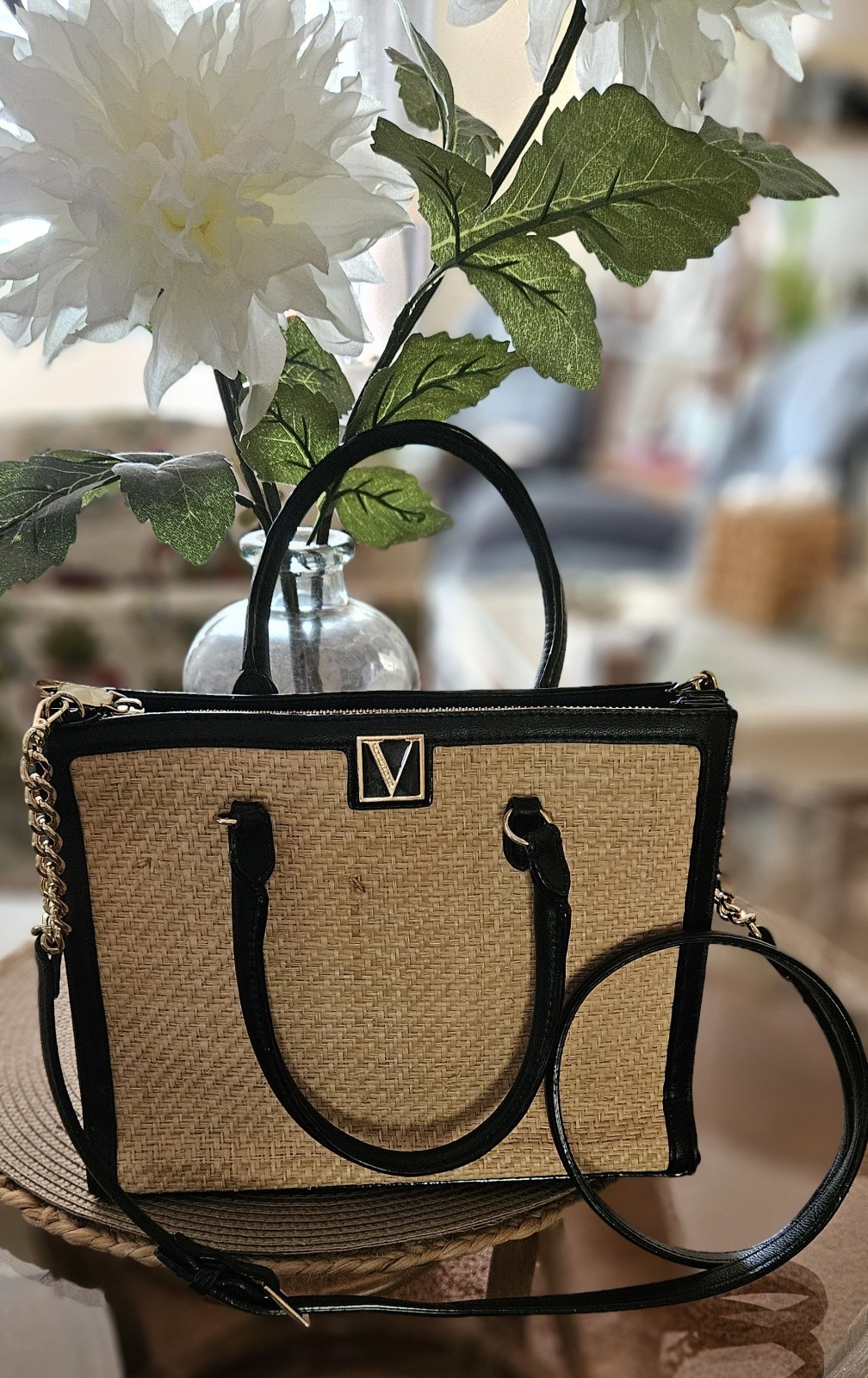 Victoria’s Secret The Victoria Structured Satchel Natural Raffia LIMITED NWOT