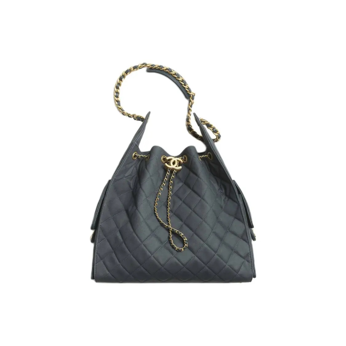 CHANEL Gold Double C Logo Shoulder Bag Medium Women’s 15.7x6x11.8 in