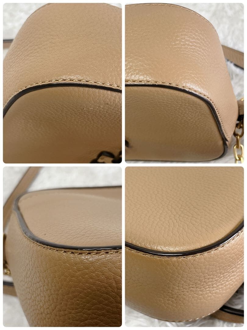 Tory Burch McGraw Camera Bag Camel Beige Leather Crossbody Gold Hardware 7.87in