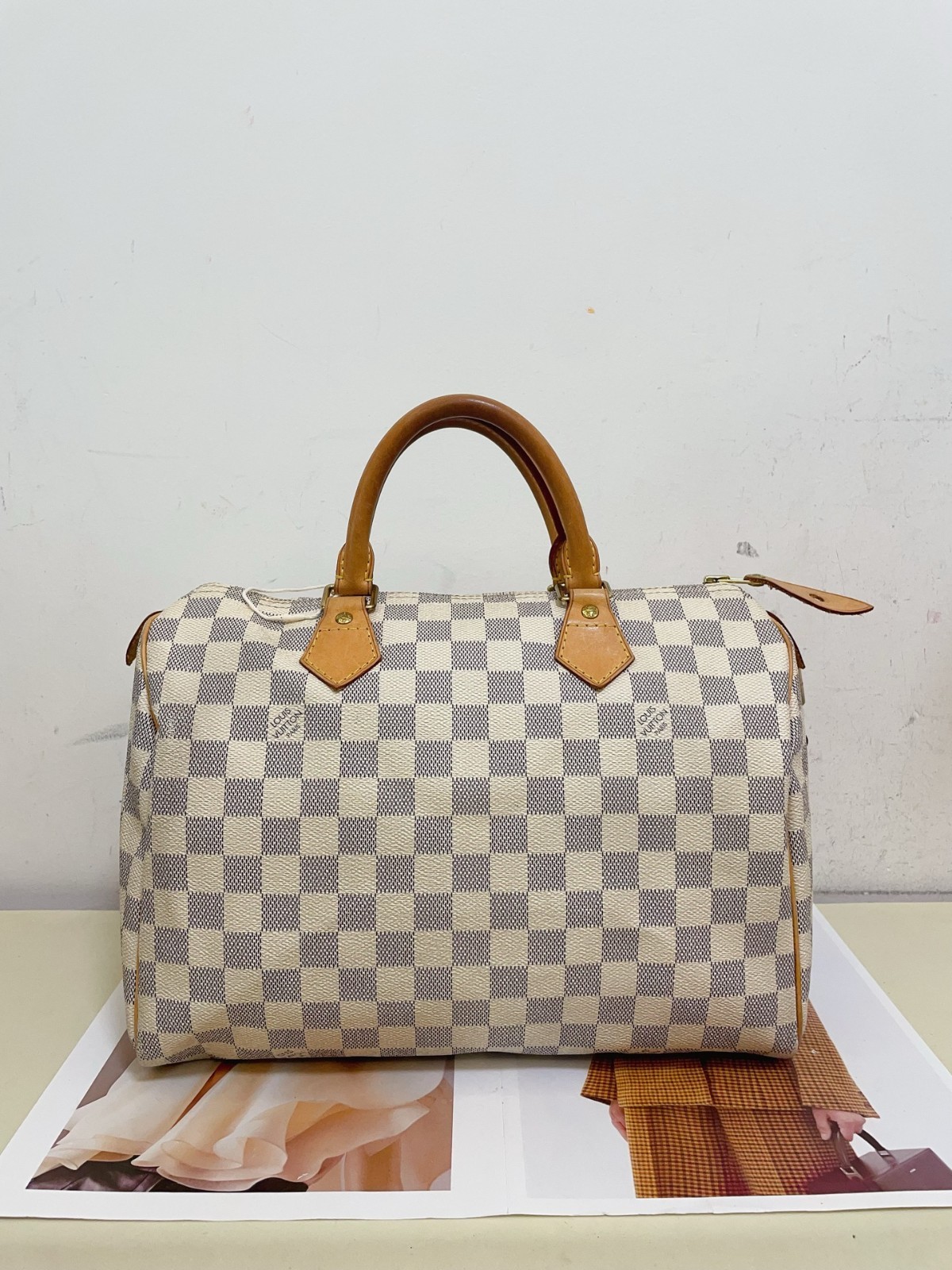 Louis Vuitton Speedy30 Damier Azur (white checkered) canvas