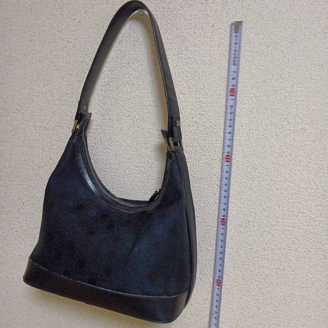 Ferragamo Gancini One-Shoulder Bag Canvas x Leather Black