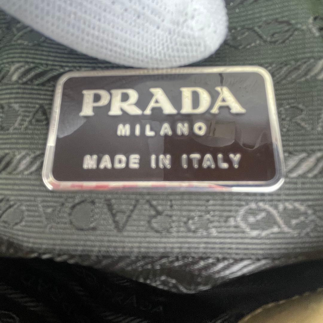 PRADA Archive Leather Shoulder Bag Beige Patent Leather Trim Vintage Y2K Authent