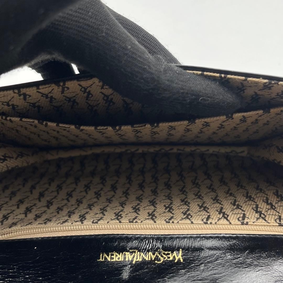 Auth Yves Saint Laurent YSL Vintage Black Leather Quilted Cassandre Clutch Bag