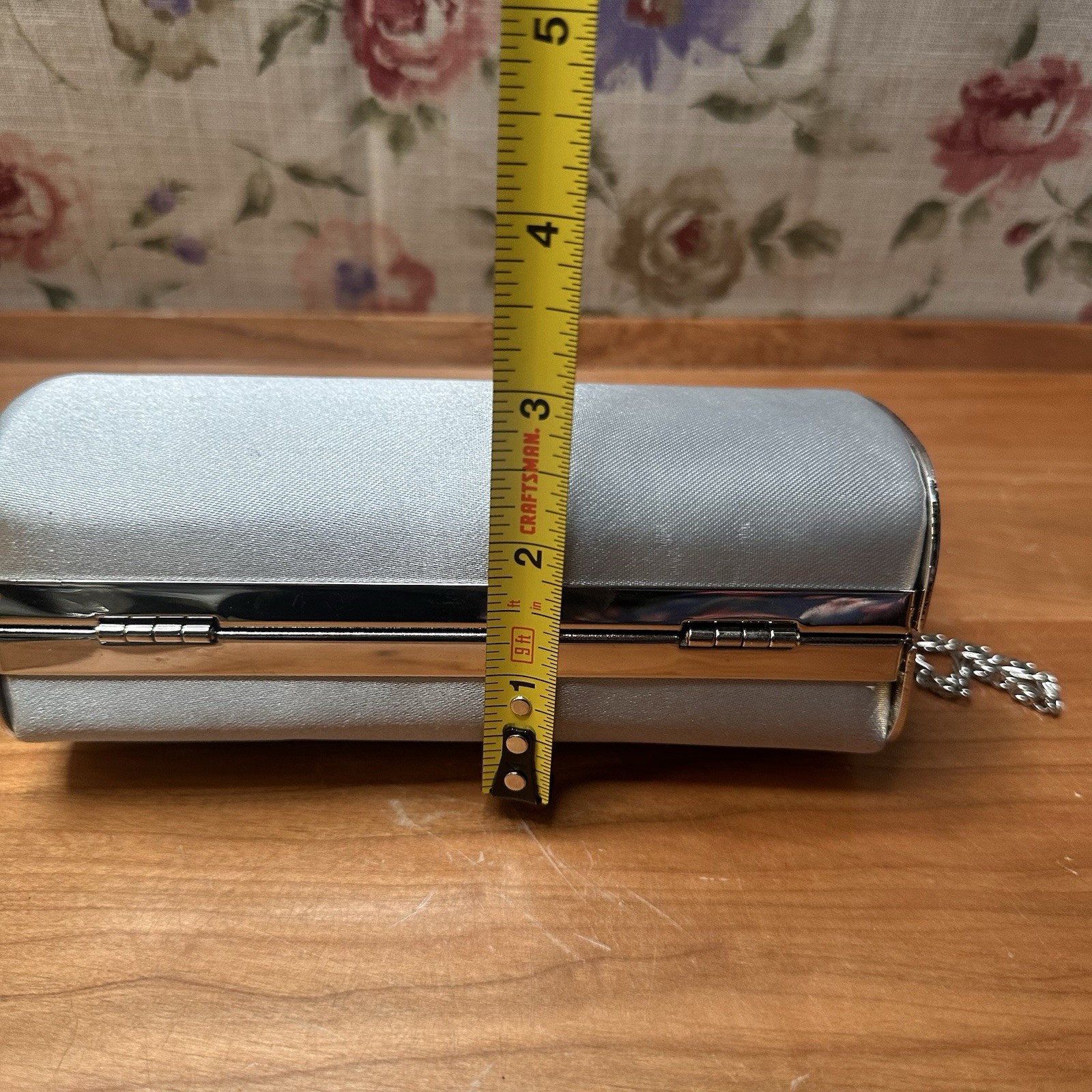 Ladies Evening Cluth by Lulu Townsend Silver with Rhinestone Clasp Glamour Purse