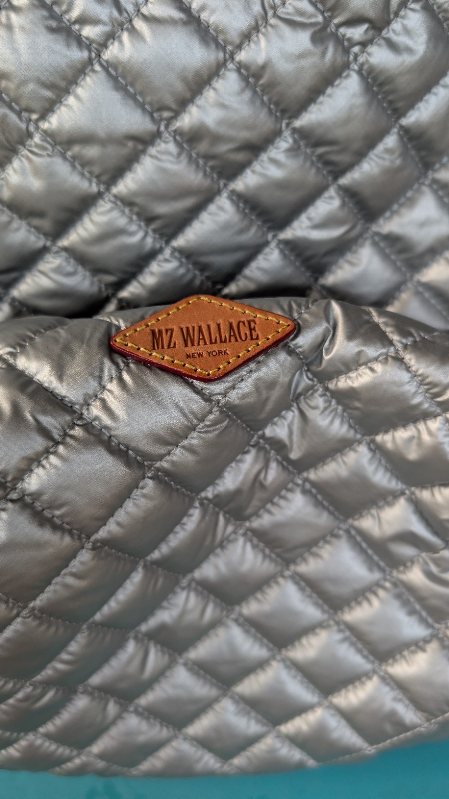 MZ WALLACE Medium Silver Metro Tote Bag w/Pouch Included -EUC