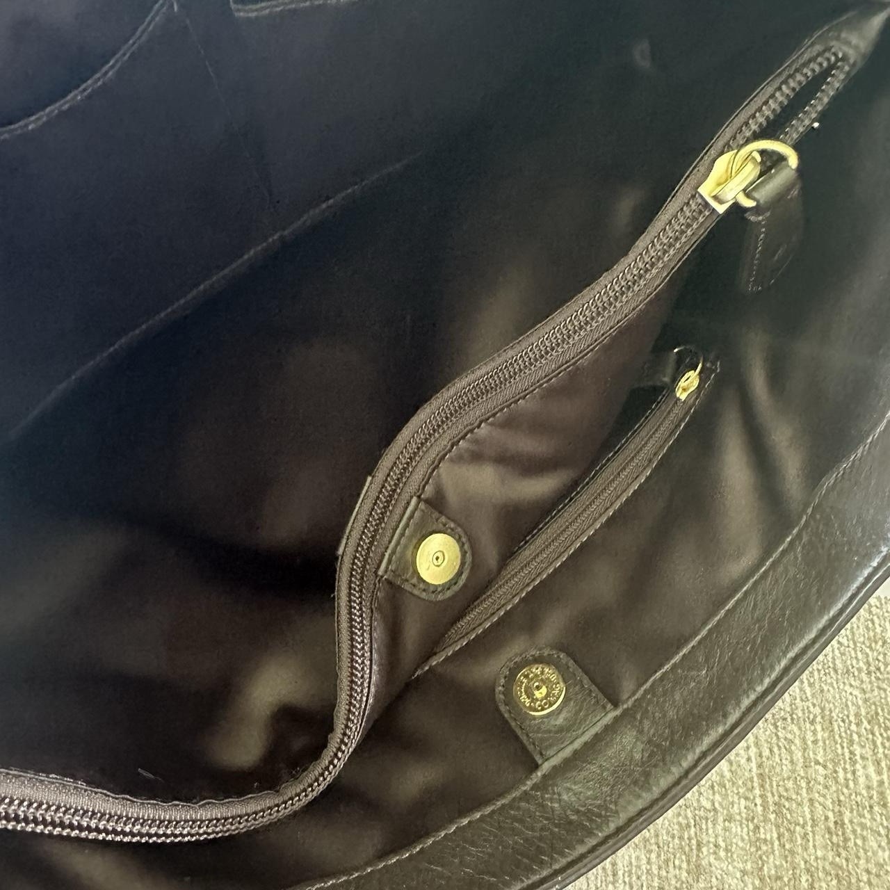 Coach Brown Large Shoulder Bag w/ Front Buckle Pocket, Zip Top, Gold Hardware