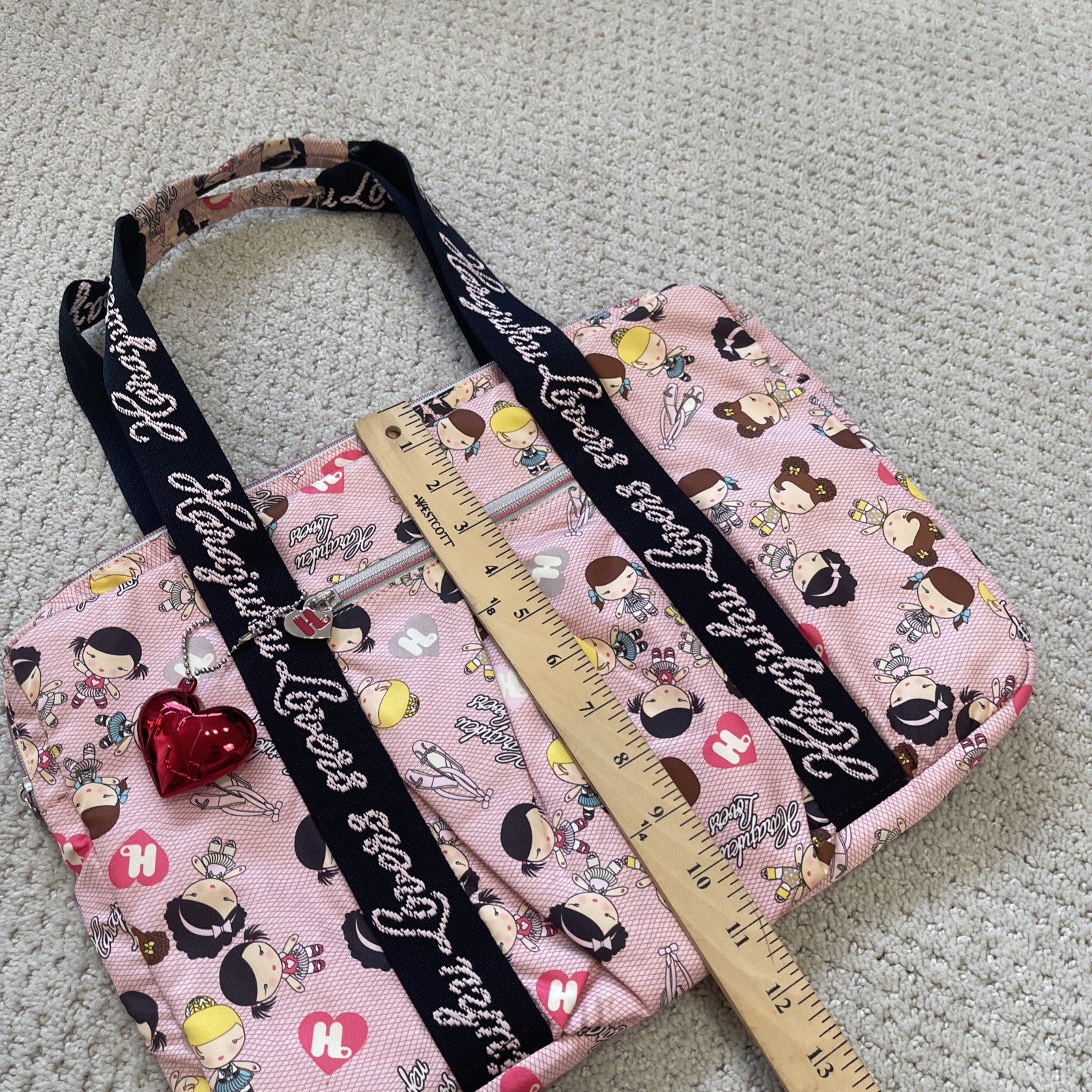 Harajuku Lovers Pink Multicolor Tote Bag Character Print Logo Laptop Bag Padded