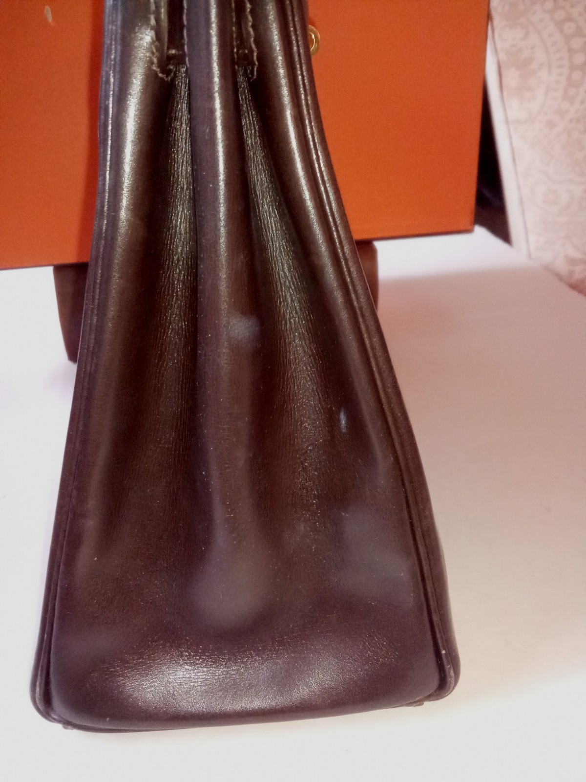 AUTHENTIC HERMES KELLY 28 VTG ’88 BROWN Calf Leather Purse Women’s Original Box,