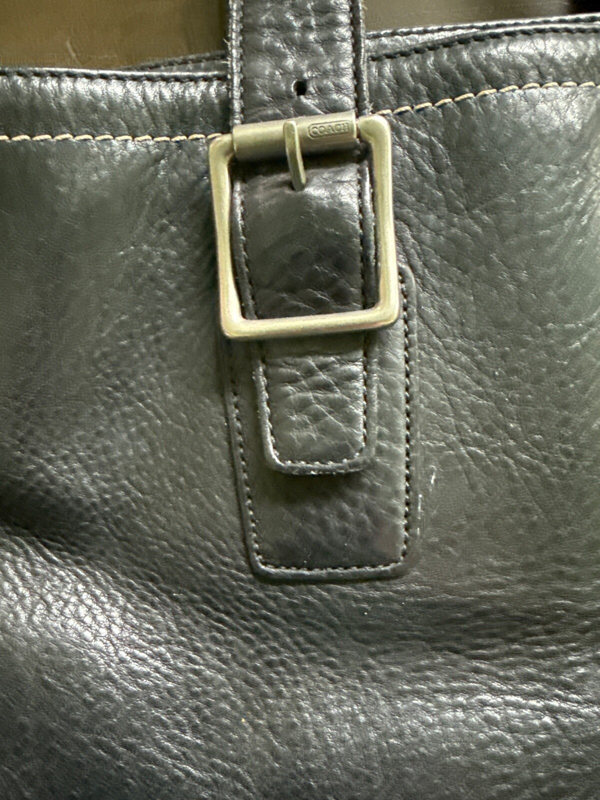 Vintage 90s Coach Hamilton Millbrook 9600 Tote Black Pebble Leather Bag Purse