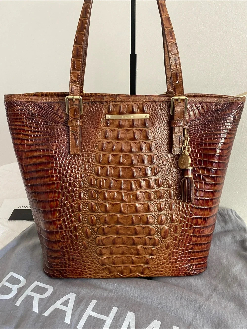 New Brahmin J15131 Asher Tote Toasted Almond Melbourne Genuine Leather