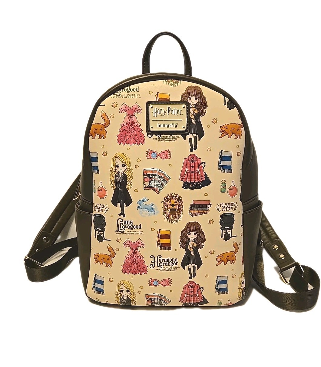 LOUNGEFLY HARRY POTTER HERMIONE GRANGER LUNA LOVEGOOD MINI BACKPACK EUC!