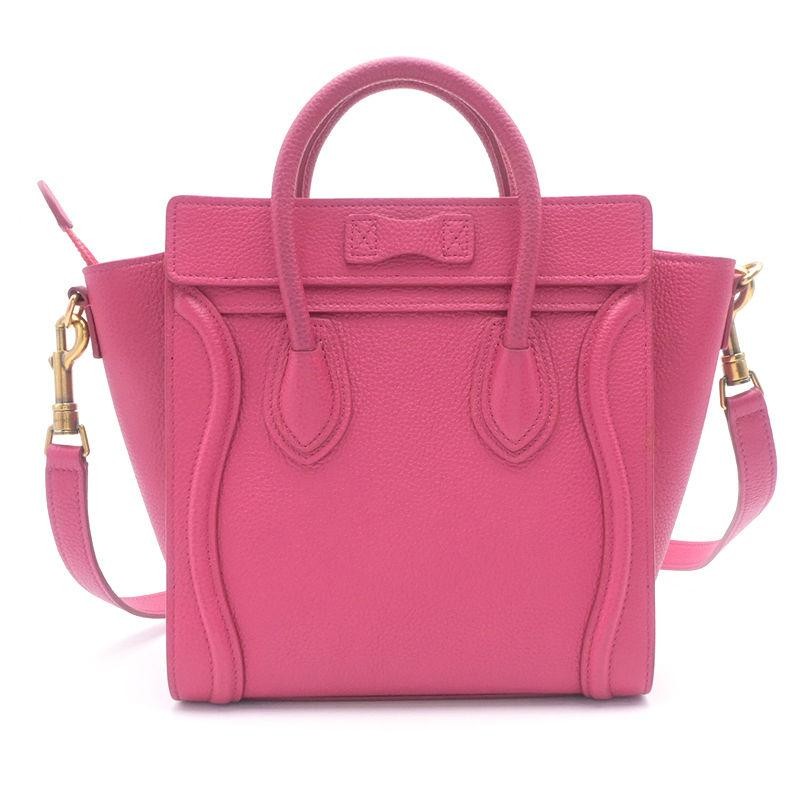 CELINE Bag: Luggage Nano 189243DRU.24PI Pink W20×H21×D9cm w/strap dust bag;