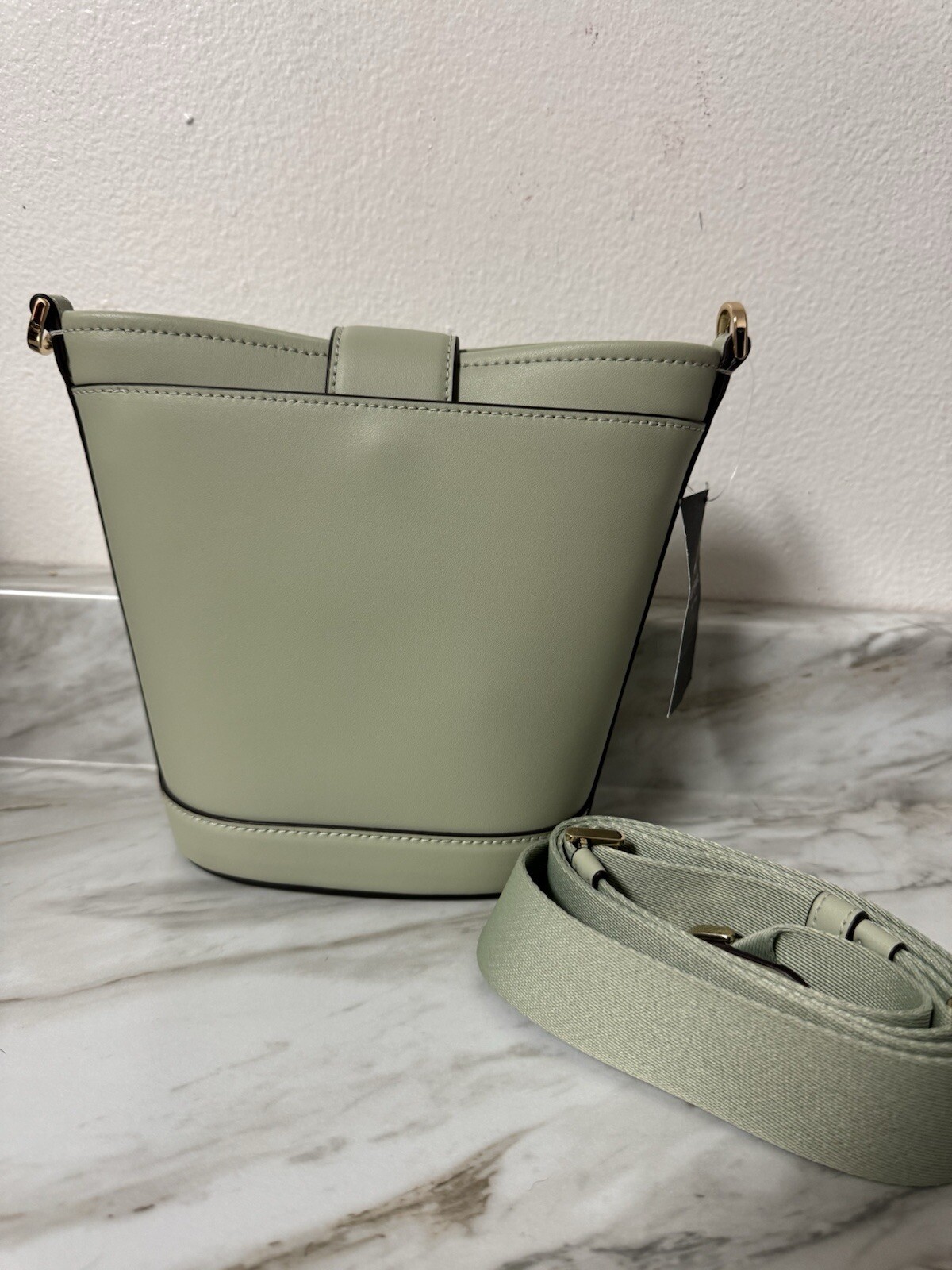 Kate Spade Audrey Mini Bucket Small Leather Shoulder Bag Crossbody Green Sage