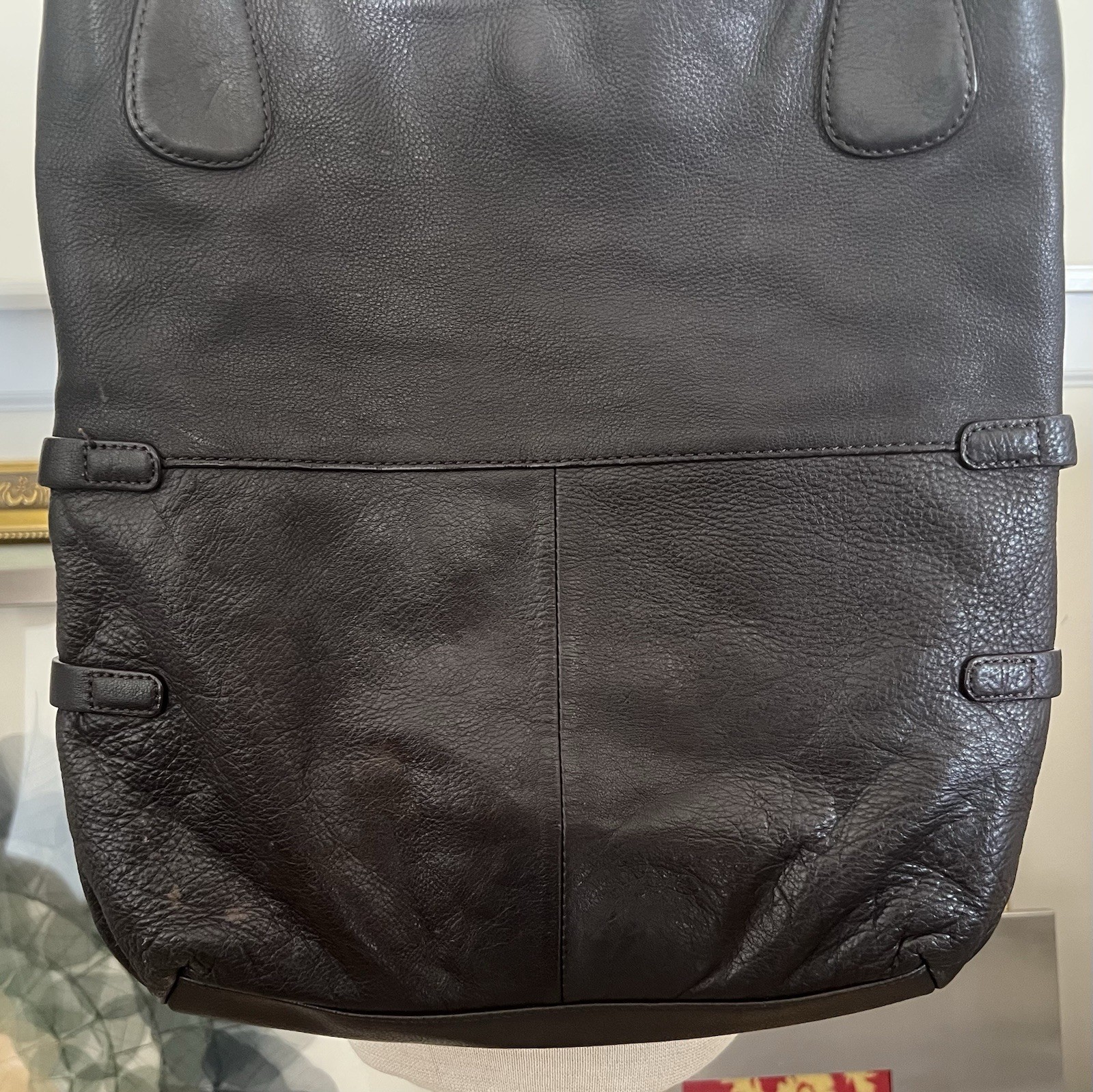a.n.a New Approach Dark Brown Pebbled Genuine Leather Tote Shoulder Bag Purse