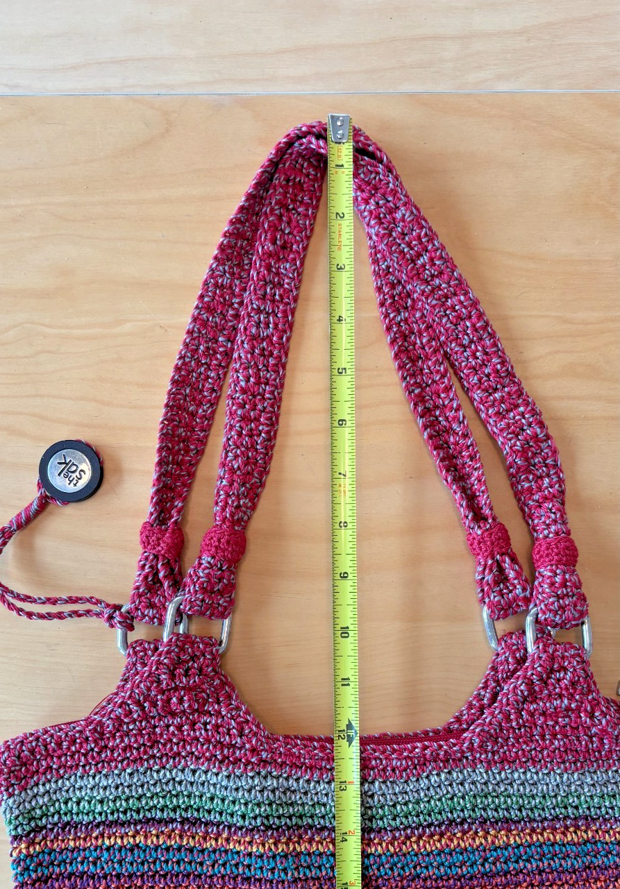 The Sak Indio Crochet Multi-Color Striped Zippered Boho Shoulder Bag Excellent